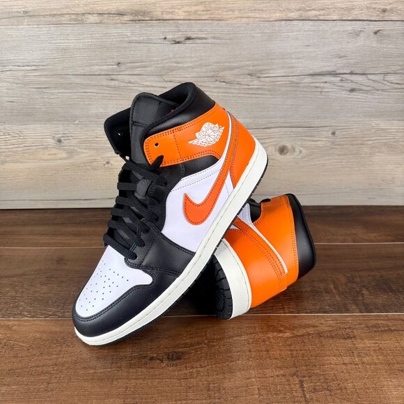 Nike Air Jordan 1 Mid Mens Size 9 Starfish White Sail Black DQ8426 801 - Picture 1 of 9